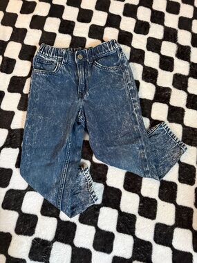 H&M Kids Dark Blue Acid Wash Elastic Waist Tapered Jeans